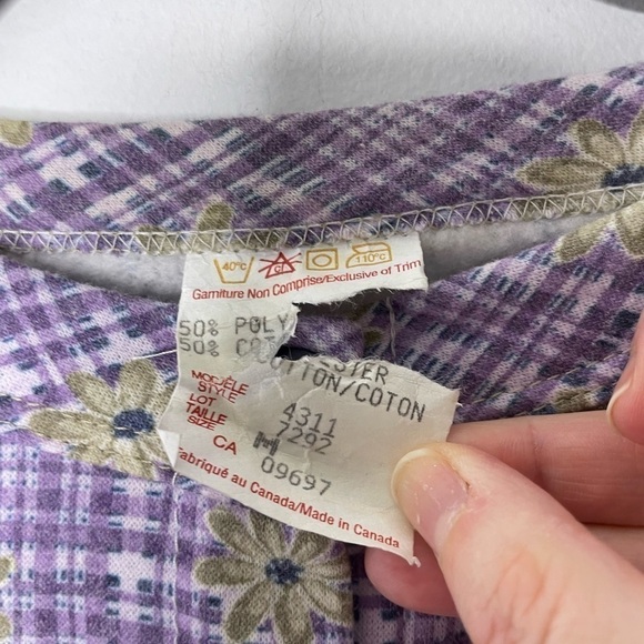 Vintage floral drawstring wais buttons down sweatshirt - Picture 8 of 9